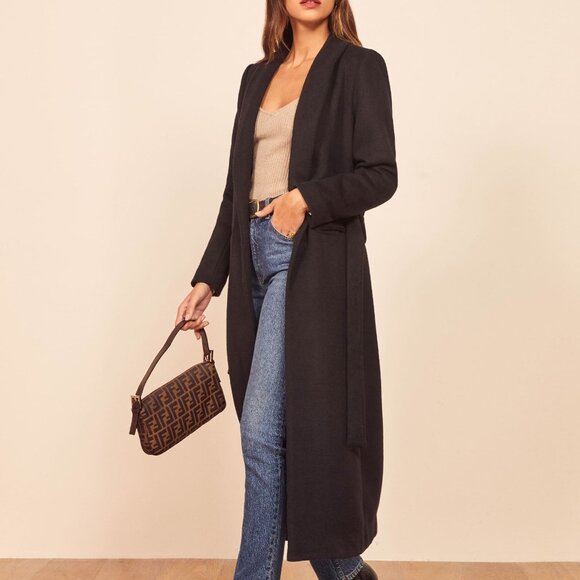 Reformation Greenwich Wool Coat in Black - Picture 1 of 10